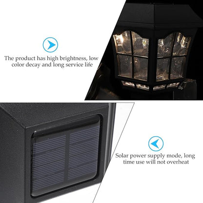 Yardwe 2pcs Solar Yard Lamps Outdoor Waterproof Solar Garden Lighting for Path Lawn Patio Warm White LED Wall Mounted