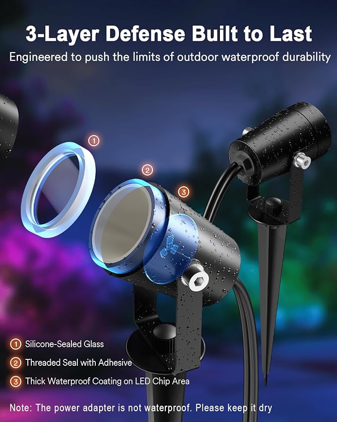 Lumary 56FT Smart Landscape Lights Gen2, 6 Pack RGBAIWW Color Changing Spotlights Low Voltage, Outdoor Lights for | Lumora