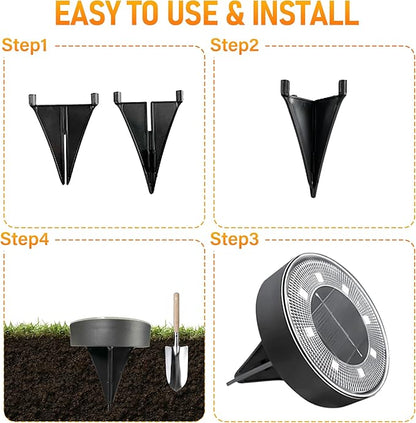 Siatom Solar Ground Lights 8 Pack, IP68 Waterproof Solar In-Ground Light for Outdoor, Flat Landscape Lighting, Garden Disc Light for Pathway, Walkway, and Yard - 8 Pcs (Blue)