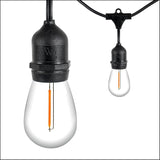 Wintergreen Lighting 50ft S14 Shatterproof Outdoor String Lights, 25 Edison Bulbs on Suspended Sockets Dimmable LED | Lumora