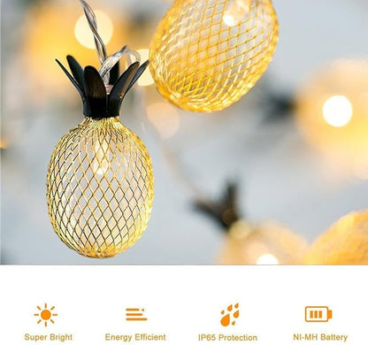 BIMEE Pineapple Solar String Lights 15ft 20 LEDs Waterproof Solar Powered Fairy String Lights Hanging Lights for Outdoor Garden Patio Landscape Home Wedding Birthday Party Decoration (Warm White)