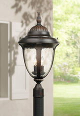 John Timberland Casa Sierra Traditional Outdoor Post Light Fixture Lantern Bronze 24 1/2" Seedy Glass for Exterior | Lumora
