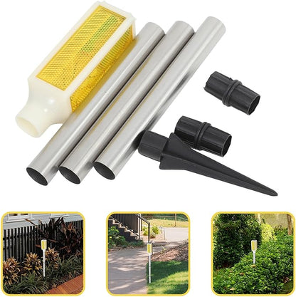 Veemoon Solar Lawn Stake Light Outdoor Garden Pathway Lamp Yellow LED Solar Yard Light for Patio Lawn with Warning Signal