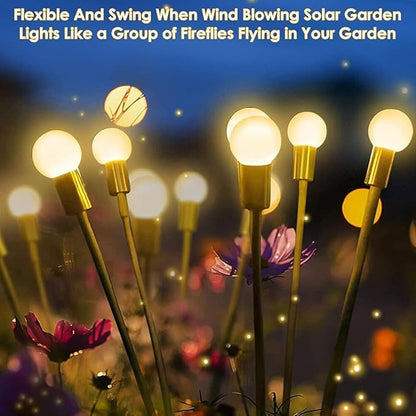 8-Pack Solar Garden Lights - 64 LED Firefly Solar Powered Yard Lights for Garden Pathway Xmas Decoration (Warm White)