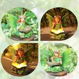Afirst Solar Garden Fairy Statue, Green Fairy Solar Light Outdoor Resin Statues Figurine Light, Angel Reading Book | Lumora