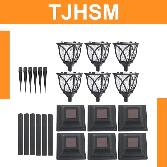 6 Pack Solar Lights Outdoor for Garden Pathway Walkway Driveway Yard Lawn Landscape Lighting (Warm White)