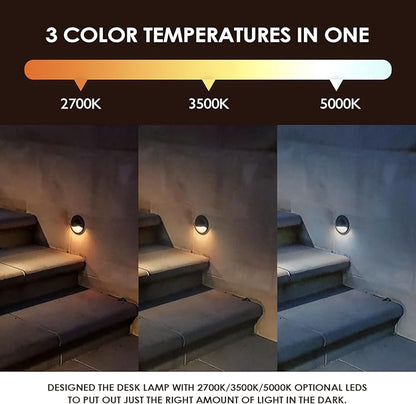 LED Low Voltage Deck Lights Outdoor Waterproof,6-Pack 3CCT Deck Lighting Fixtures Landscape Step,3W,12V-24V AC/DC Die-cast Aluminum Housing Fence Lamp Wired 2700K/3500K/5000K (Brown)