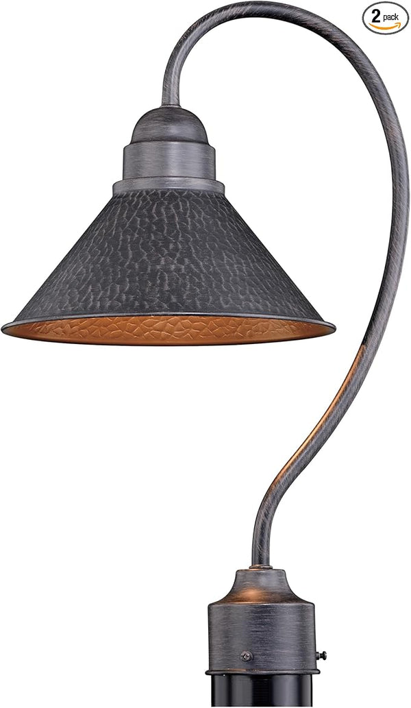 VAXCEL 2-Pack Outland 1L Black Dark Sky Farmhouse Outdoor Dome Barn Post Light | Lumora