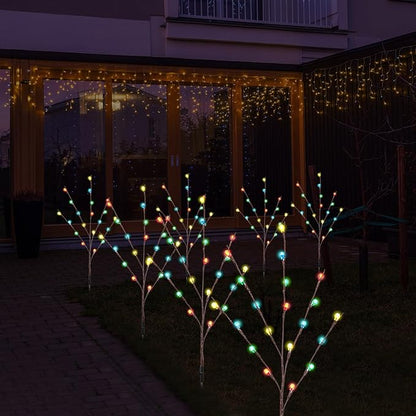 Retisee Garden Christmas Solar Lights - 2 Sets 8 Pcs LED Twig Stake Outdoor Decor - Solar Firefly Christmas Tree Light - 160 LED C6 Fairy Light for Lawn Pathway Xmas Yard Stake
