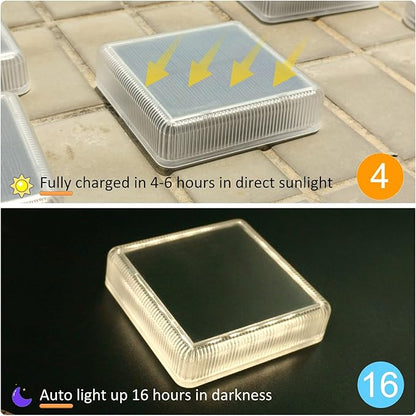 Lacasa Solar Deck Lights Outdoor Waterproof LED, Step Lights Solar Powered Driveway Dock Lights Marine, White 4000K, Dusk to Dawn, for Garden Steps Yard Patio Pathway, Square, 4 Pack