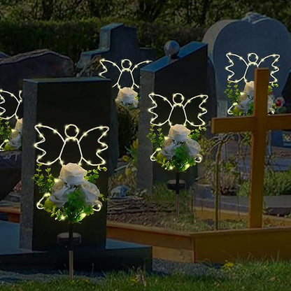 Lmtcos Solar Angel Lights for Cemetery Decorations for Grave, Memorial Sympathy Gifts for Loved One, Solar Grave Decorations for Mother Day Father Day Memorial Day Christmas Grave Decor