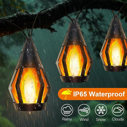 21Ft Solar String Lights Outdoor Waterproof Solar Powered Patio Lights with 10 Flickering Flame Light Bulbs Hanging Lantern String Light for Garden Yard Gazebo Cafe Bistro Party Outdoor Decor