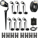 Low Voltage Landscape Lighting Kit, 8-Pack LED Bright Durable Spotlights 550Lumens, 65W Transformer with Sensor | Lumora