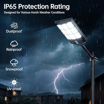 8000W Solar Street Lights Outdoor Waterproof – 240,000LM 7000K LED with Motion Sensor, 324 LEDs, 240° Wide Angle, Dusk to Dawn Solar Flood Lights for Yard, Parking Lot, Garage