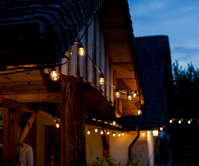 Hometown Evolution, Inc. 100 Foot Commercial Grade Outdoor String Lights (100 Foot 50 Socket, S14 11 Watt Clear | Lumora