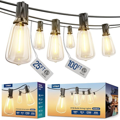 VIPAR 25FT ST38 String Lights and 100FT ST38 Patio Lights