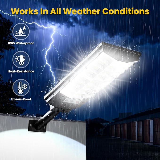Solar Lights Outdoor Waterproof, 6500K 12000LM LED Dusk to Dawn Solar Street Light, Solar-Powered Flood Lights with Motion Sensor & Remote Control, Solares Parking Lot Light for Yard Walkway, 6-Pack