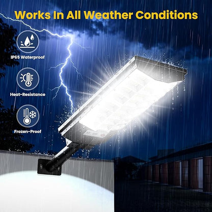 Solar Lights Outdoor Waterproof, 6500K 12000LM LED Dusk to Dawn Solar Street Light, Solar-Powered Flood Lights with Motion Sensor & Remote Control, Solares Parking Lot Light for Yard Walkway, 6-Pack