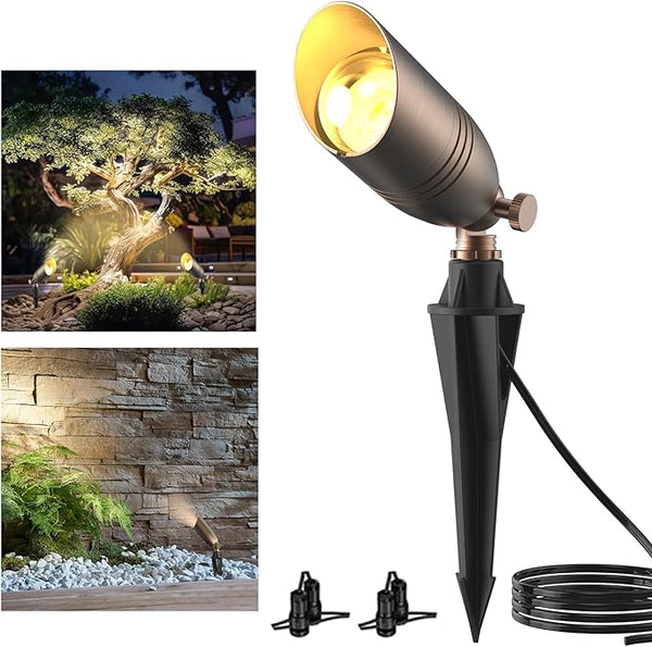 ZONEGRACE 12V Low Voltage Brass Landscape Spot Lights, Waterproof LED Uplights & Accent Lighting with Connectors | Lumora