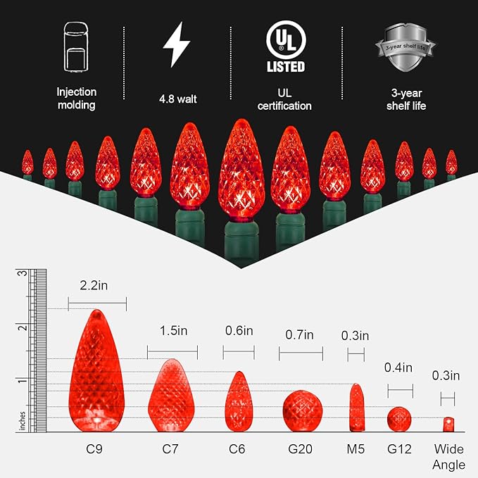 70 Counts Red Christmas Lights – 35.5ft Red LED Christmas Lights Outdoor Commercial Grade Waterproof, Valentine's | Lumora