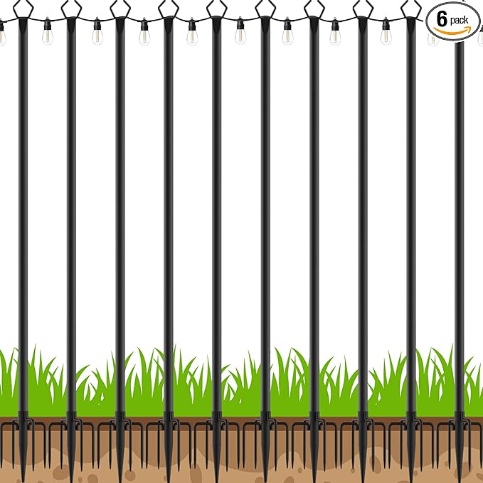 10 Pack String Light Poles,Poles for Outdoor String Lights 10 Ft Metal Poles with Fork for Outdoor String | Lumora