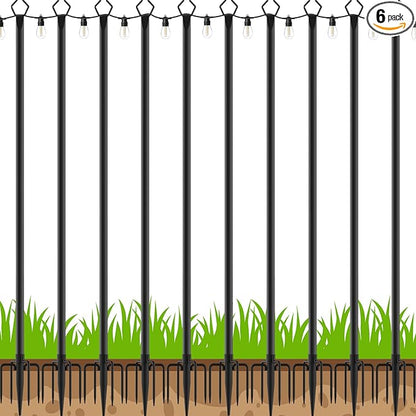 10 Pack String Light Poles,Poles for Outdoor String Lights 10 Ft Metal Poles with Fork for Outdoor String Lights,Outdoor Light Poles with Fork,Patio,Deck,Backyard