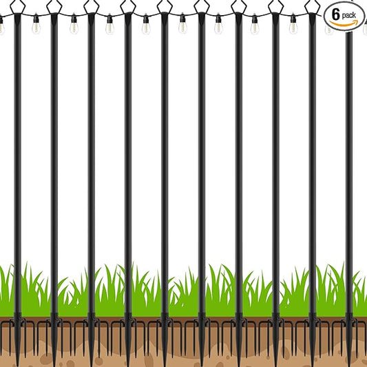 10 Pack String Light Poles,Poles for Outdoor String Lights 10 Ft Metal Poles with Fork for Outdoor String Lights,Outdoor Light Poles with Fork,Patio,Deck,Backyard
