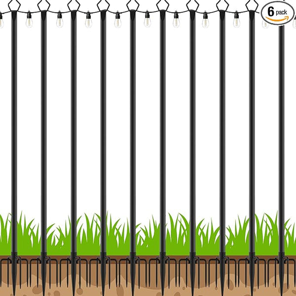 10 Pack String Light Poles,Poles for Outdoor String Lights 10 Ft Metal Poles with Fork for Outdoor String | Lumora