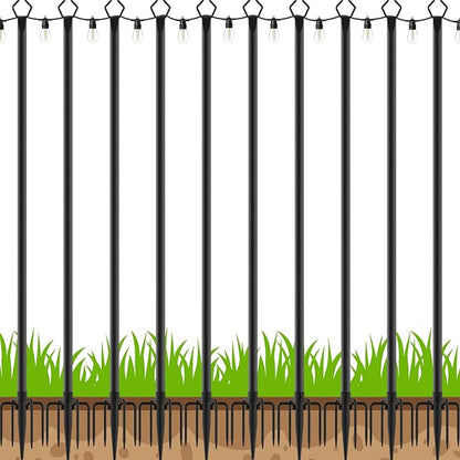 LETIANPAI 10 Pack String Light Poles,10 Ft Metal Poles with Fork for Outdoor String Lights,Outdoor Light Poles with Fork,Poles/Post/Stand for Outside