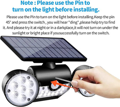 Solar Lights Outdoor 30 LED Solar Security Light with Motion Sensor Dual Head Spotlights IP65 Waterproof 360° Adjustable LED Solar Motion Lights for Front Door Garage Patio Deck (2 Pack)