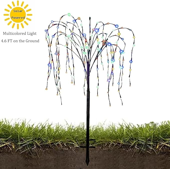 FUCHSUN 4.6 FT 200 LED Solar Lighted Willow Tree Outdoor, Light Up Weeping Willow Tree Garden Pathway Lights | Lumora