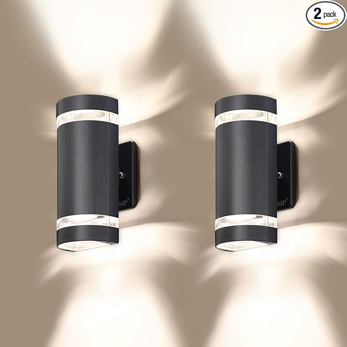 LED 2 Pack Semi Cylinder Up and Down Lights Outdoor Wall Light,Body in Aluminum Waterproof Outdoor Wall Lamps,3000k | Lumora