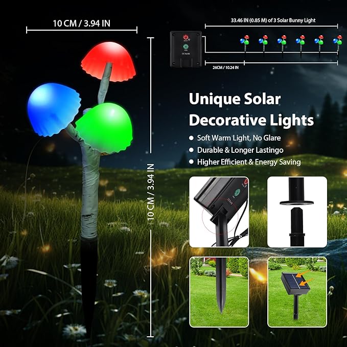 Solar Mushroom Lights for Outside Garden Decorations - 6PACKS 18LED 8 Lighting Modes Multi-color Mushrooms Decor with Housewarming Gifts,Solar Path Lights for Garden,Backyard,Fence,Home Decor