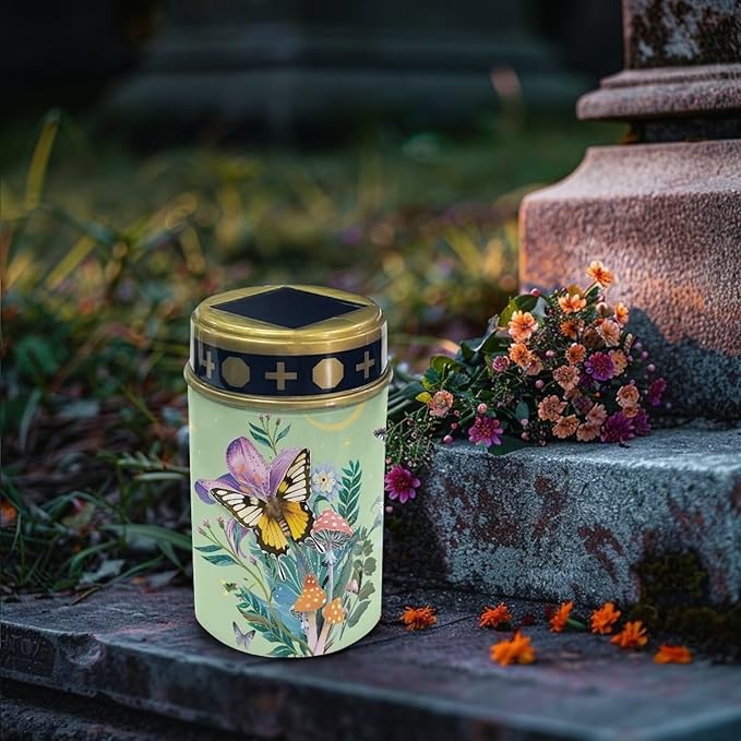 Butterfly Mushroom Solar Garden Stake Lights,Solar Cemetery for Grave Outdoor Lights, Sympathy Memorial Gifts for Grandmother, for Garden Yard Lawn Patio Decor