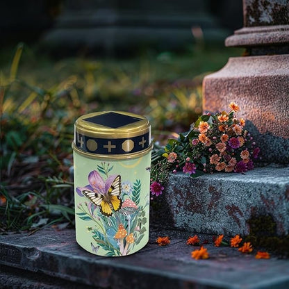 Butterfly Mushroom Solar Garden Stake Lights,Solar Cemetery for Grave Outdoor Lights, Sympathy Memorial Gifts for Grandmother, for Garden Yard Lawn Patio Decor