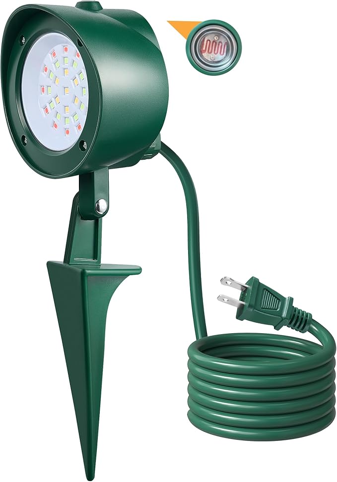 SURAIELEC Dusk to Dawn Christmas Spotlight Outdoor, Red & Green Decorative LED Landscape Spotlights with Timer | Lumora
