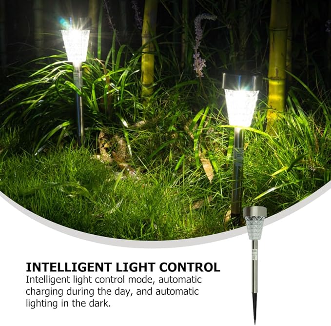 YARNOW Solar Diamond Shape Outdoor Garden Path Light, Waterproof Stainless Steel LED Solar Yard Lamp with Ground Stake, Landscape Lighting for Patio and Lawn