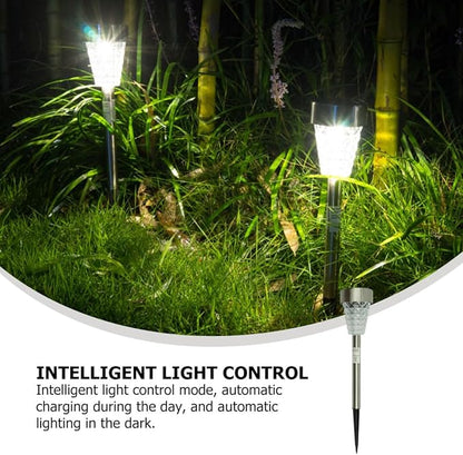 YARNOW Solar Diamond Shape Outdoor Garden Path Light, Waterproof Stainless Steel LED Solar Yard Lamp with Ground Stake, Landscape Lighting for Patio and Lawn