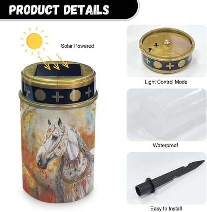 Horse Garden Solar Light Outdoor Solar Powered Garden Lights Cemetery Waterproof Solar Light for Grave Memorial Solar Light Decoration for Grave Easy to Install
