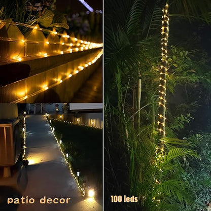 Solar Rope Light Waterproof IP65 39FT 100LEDs Outdoor LED ‎Solar Outdoor Lights for Party Garden Yard Home Wedding Christmas Halloween Holiday Tree Decoration Lighting