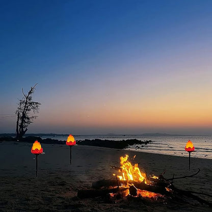 Solar Lights Outdoor，Flame-Shaped Waterproof Auto On/Off Solar Christmas Lights for Balcony, Terrace, Lawn, Courtyard, Garden, Beach. (Short)