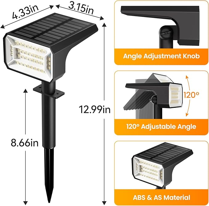 Fabrito Color Changing Solar Spot Lights Outdoor 10 Pack, [6+1 Lighting Modes] Auto On/Off RGB Spotlights | Lumora
