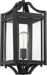 Franklin Iron Works Rockford Collection Rustic Farmhouse Outdoor Post Light Fixture Black Iron 20 1/4" Clear | Lumora