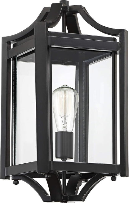 Franklin Iron Works Rockford Collection Rustic Farmhouse Outdoor Post Light Fixture Black Iron 20 1/4" Clear Beveled Glass for Exterior House Porch Patio Outside Deck Garage Yard Garden Driveway