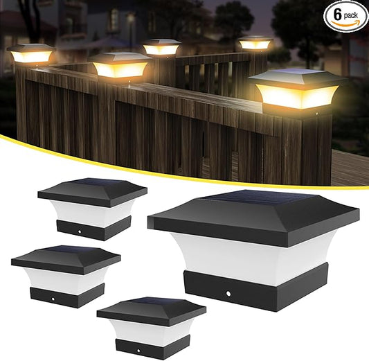 T-SUN 4X4 Post Solar Lights, Outdoor Waterproof RGB Color Changing Light for 4X4 5X5 6X6 Wood/Vinyl/Fence Posts, Deck, Solar Post Lights for Patio Garden Decor or Fence(2 Pack)