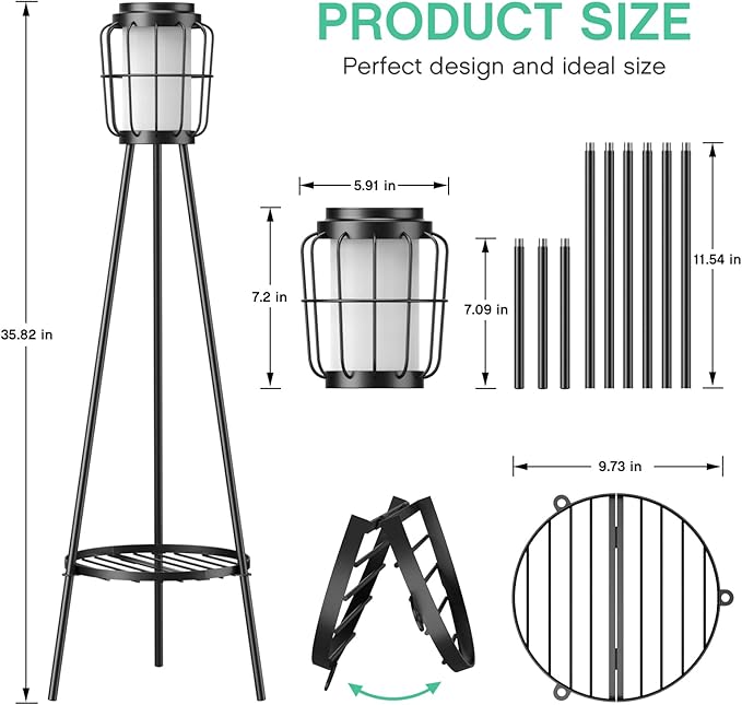 MXwcy 2 Pack Solar Lights Outdoor with Plant Stands - Solar Floor Lamp & Street Lights with Metal Tripod - Patio | Lumora