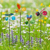 Insects Solar Garden Lights, 22.4" H Butterfly & Bee & Dragonfly & Ladybug Solar Stake Light, 4 Pcs Outdoor Statues | Lumora
