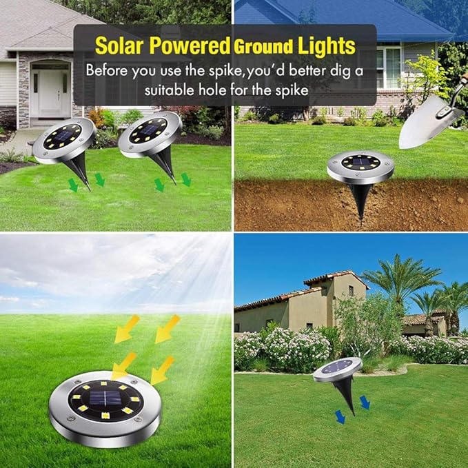 Aogist Solar Ground Lights, LED Garden Disk Lights In-Ground Outdoor Landscape Lighting for Lawn Patio Pathway Yard | Lumora