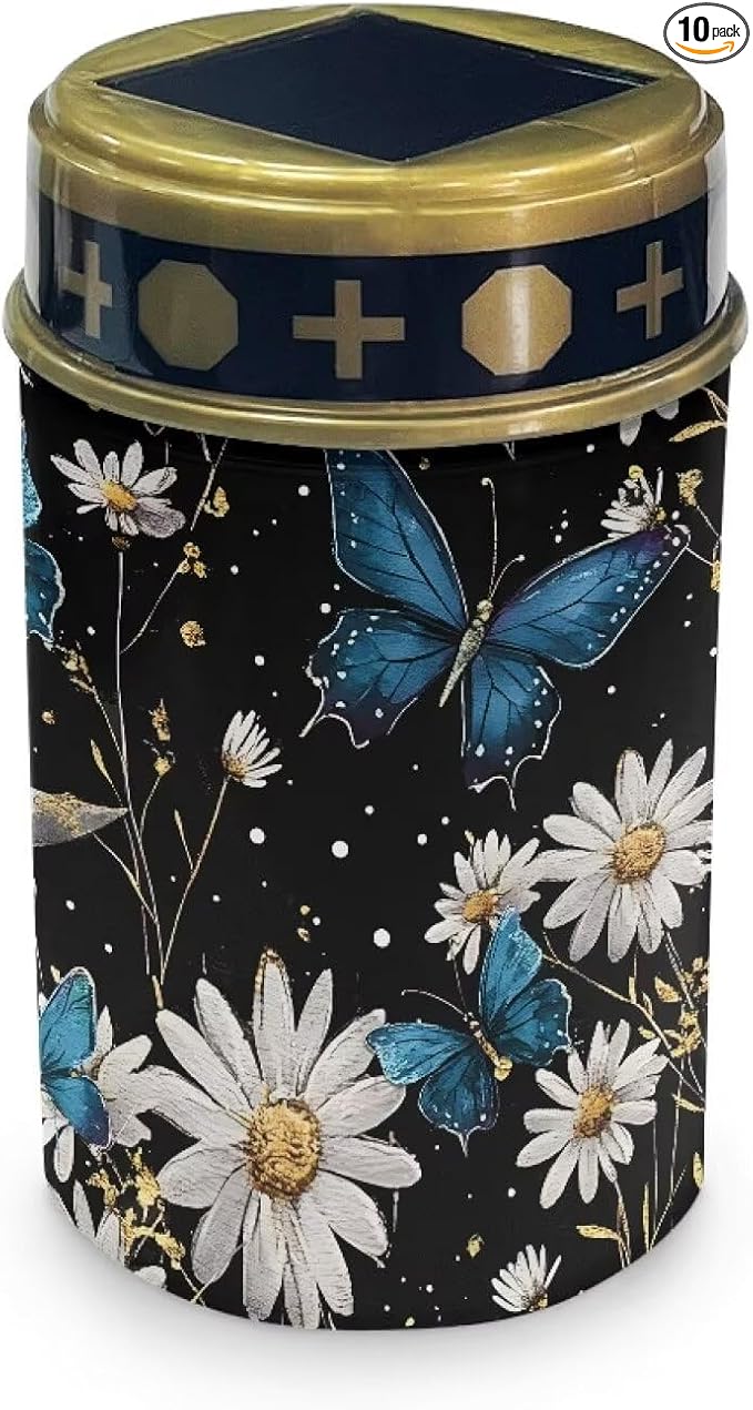 HUGS IDEA Blue Butterfly Angel Garden Ornaments Daisy Solar-Powered Grave Lights Waterproof Memorial Lanterns for Cemeteries, Patios Lumiere Solaire Pour Tombeau