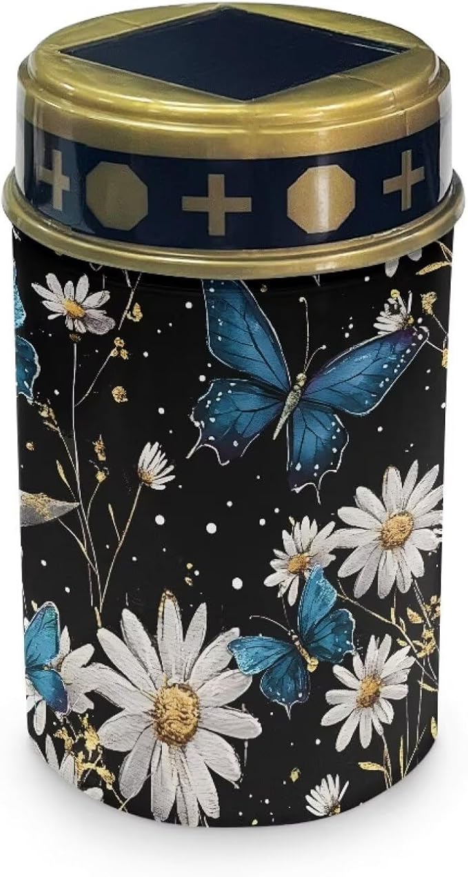 HUGS IDEA Blue Butterfly Angel Garden Ornaments Daisy Solar-Powered Grave Lights Waterproof Memorial Lanterns for Cemeteries, Patios Lumiere Solaire Pour Tombeau